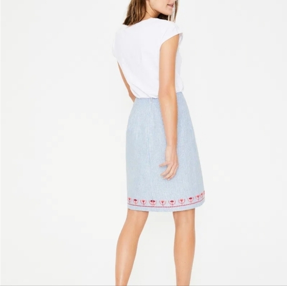 Boden Women's Victoria Embroidered Striped Pencil Mini Skirt Size 14 Floral... - Picture 3 of 16